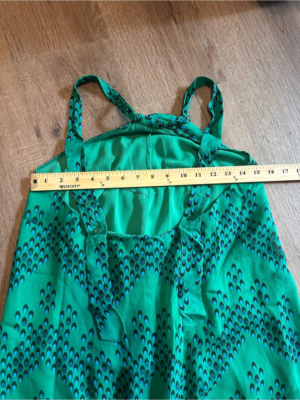 DVF Diane Von Ferstenberg Green Printed Silk Chiffon Maxi Dress with Front Slit - Picture 9 of 10